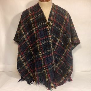Boyne Valley Weavers Plaid Wool fringed Shawl handle in Ireland Womens one size